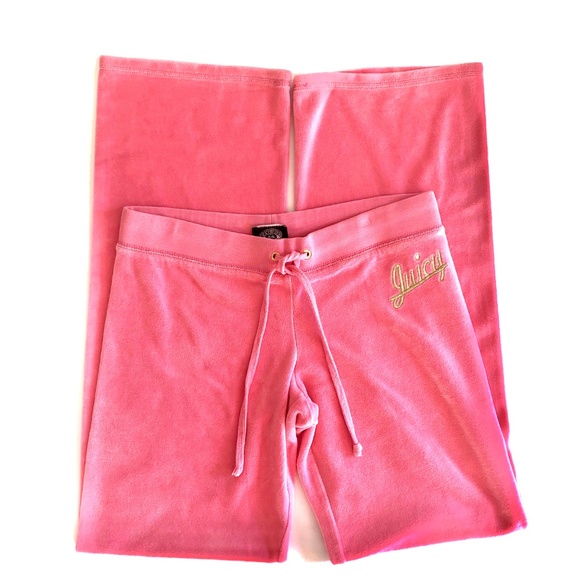 pink velour track pants